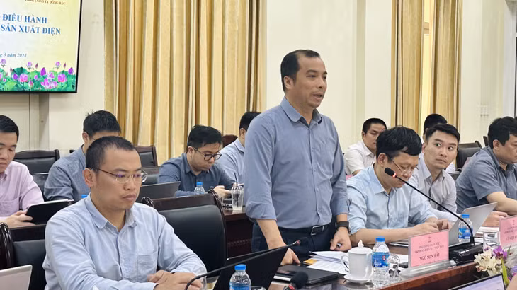 Ông Ngô Sơn Hải, Phó Tổng Giám đốc Tập đoàn Điện lực Việt Nam, phát biểu tại cuộc họp.