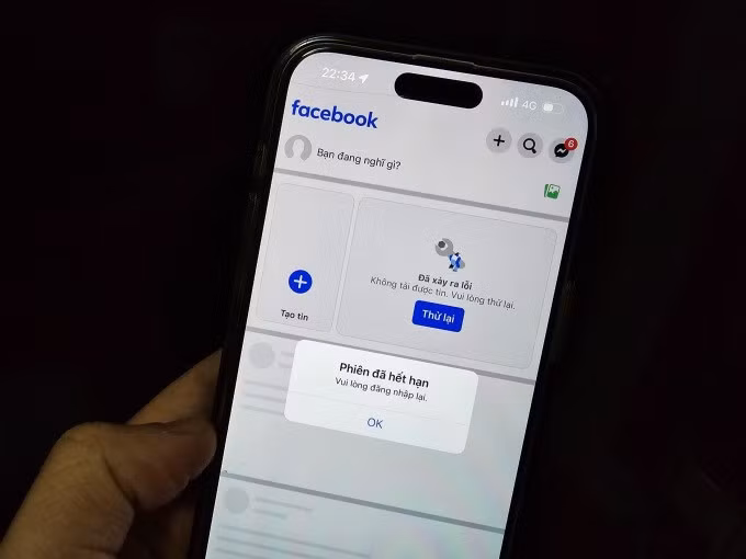Facebook báo lỗi không thể truy cập lúc 22h30 ngày 5/3. Ảnh: Lưu Quý