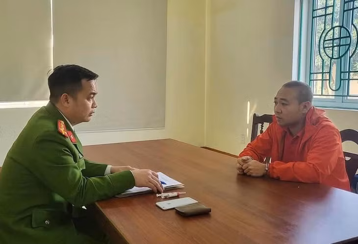 Đối tượng Đỗ Việt Đức tại cơ quan Công an.