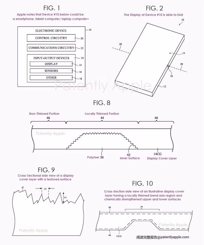 Hình ảnh miêu tả về màn hình gập không nếp nhăn của Apple. Ảnh: Patently Apple