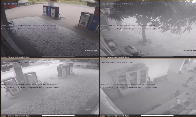 Một hệ thống camera tại cây xăng ở Nghệ An xuất hiện thông báo lạ chiều 25/6. Ảnh: Mạnh Tuấn