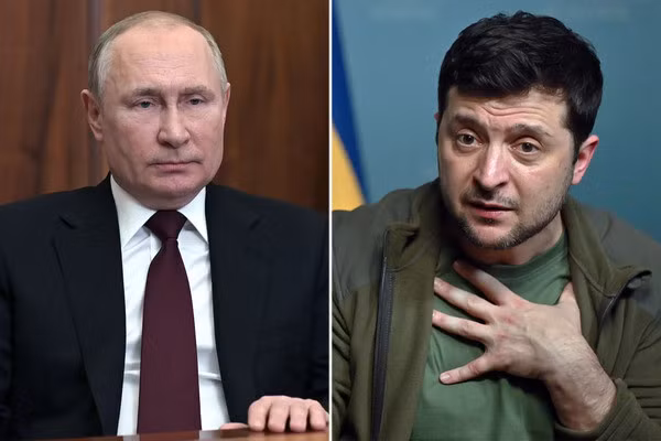 Tổng thống Volodymyr Zelensky (phải) muốn đối thoại trực tiếp với Tổng thống Vladimir Putin. Ảnh: New York Post