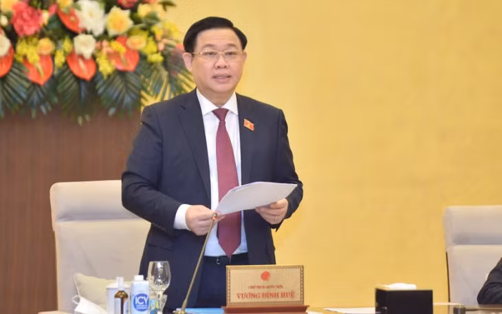 Chủ tịch Quốc hội Vương Đình Huệ phát biểu khai mạc phiên họp thứ 8 của Ủy ban Thường vụ Quốc hội.