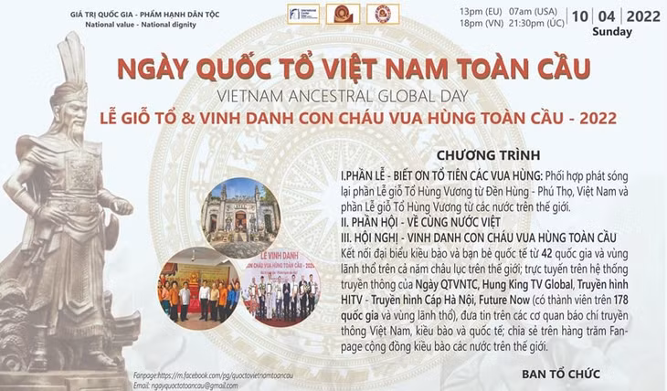 Ngày Quốc Tổ Việt Nam toàn cầu 2022 - Lễ giỗ tổ và Vinh danh con cháu Vua Hùng toàn cầu ảnh 1