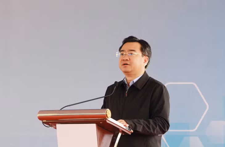 Đồng chí Nguyễn Thanh Nghị, Ủy viên Trung ương Đảng, Bộ trưởng Bộ Xây dựng, phát biểu tại buổi lễ.