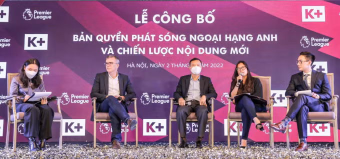 Lễ công bố bản quyền phát sóng mùa giải Ngoại hạng Anh 2022 - 2025 diễn ra sáng 2/3 của Truyền hình K+. Ảnh: Truyền hình K+