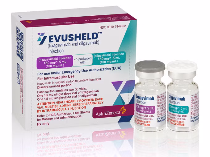 Thuốc kháng thể đơn dòng Evusheld của AstraZeneca. Ảnh: AstraZeneca