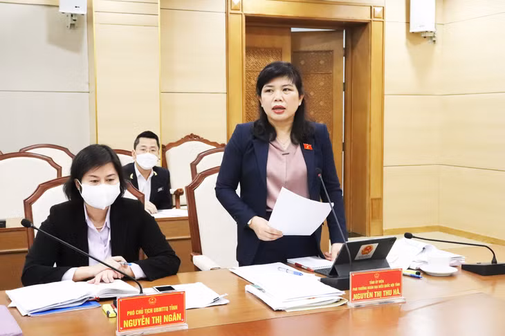 Đồng chí Nguyễn Thị Thu Hà, Phó Trưởng đoàn Đại biểu Quốc hội tỉnh kết luận tại buổi làm việc.