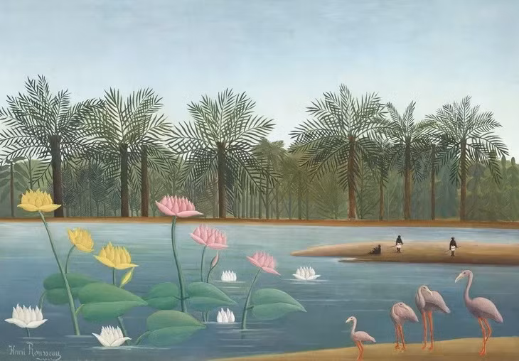 Les Flamants (Chim hồng hạc) - sáng tác của Henri Rousseau - đứng thứ 10 trong số tranh giá cao nhất năm nay, qua thống kê của trang Artsy. Tác phẩm được Christie's New York gõ búa 43,5 triệu USD, trong phiên 20th Century Evening Sale hôm 1/5.
