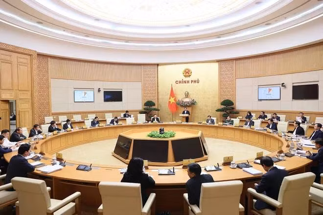 Phiên họp Chính phủ chuyên đề xây dựng pháp luật tháng 12. (Ảnh: Dương Giang/TTXVN)