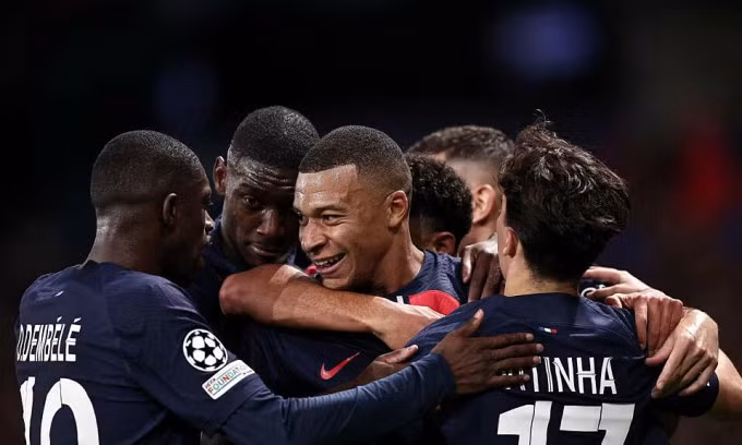 Cầu thủ PSG mừng bàn trong trận thắng Milan trên sân Parc des Princes, thành phố Paris, Pháp, bảng F Champions League ngày 26/10/2023. Ảnh: UEFA