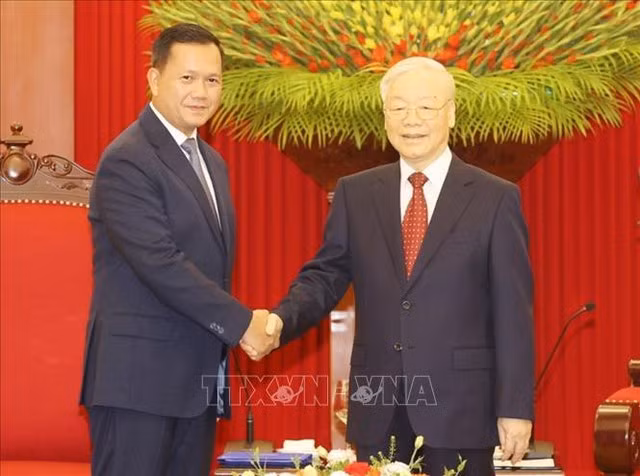 Tổng Bí thư Nguyễn Phú Trọng và Thủ tướng Campuchia Hun Manet