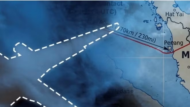 Giả thuyết mới về MH370 đề xuất một khu vực tìm kiếm mới để tìm xác máy bay mất tích. Ảnh chụp màn hình BBN Breaking