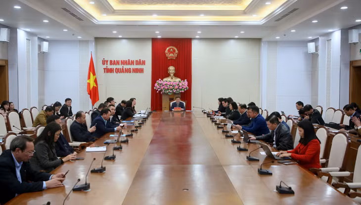 Quang cảnh hội nghị tại điểm cầu UBND tỉnh Quảng Ninh.