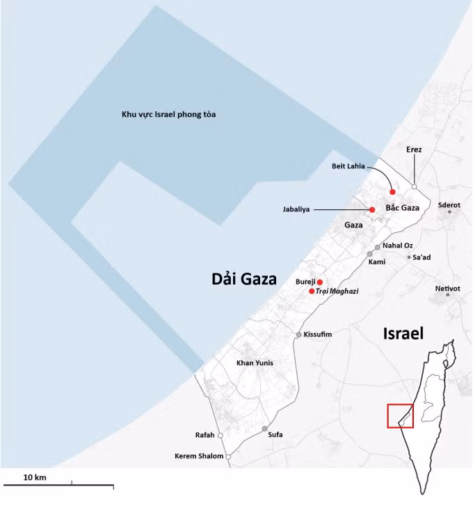 Vị trí Trại Maghazi tại Dải Gaza. Đồ họa: AFP