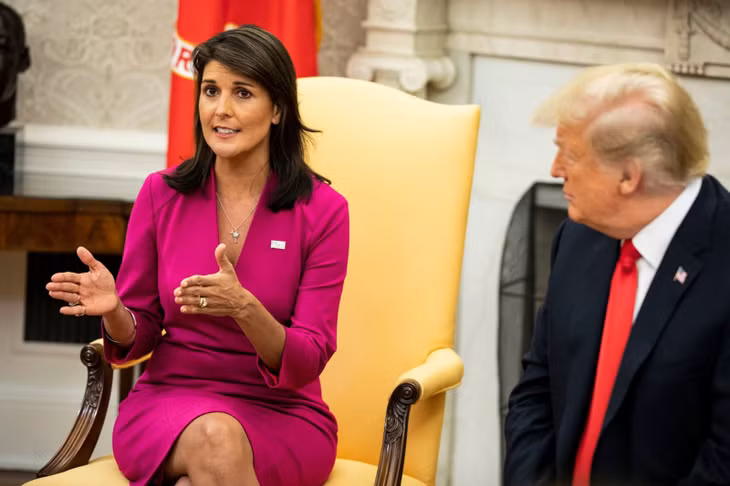 Nikki Haley từng được ông Trump mời làm đại sứ tại Liên hợp quốc trong nhiệm kỳ tổng thống của ông. Ảnh: AP