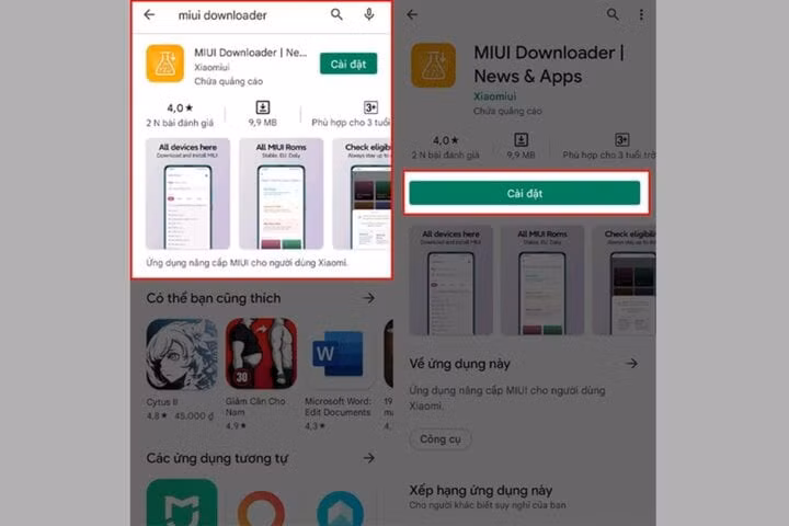 Ứng dụng MIUI Downloader.