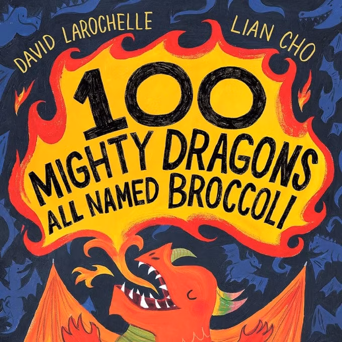Tác phẩm 100 Mighty Dragons All Named Broccoli của David LaRochelle đứng thứ hai trong danh sách. Ảnh: AmazonNội dung sách đề cập 100 con rồng, ban đầu sống ở trên núi nhưng vì một cơn gió lớn đã khiến một nửa số rồng bị thổi bay. Có 10 con ra khơi, trở thành vận động viên lướt sóng ở Hawaii, một số con bắt chuyến tàu đến New York, Mỹ để thành lập ban nhạc. Hành trình phiêu lưu của những chú rồng thu hút các độc giả nhỏ tuổi, theo Smithsonian.
