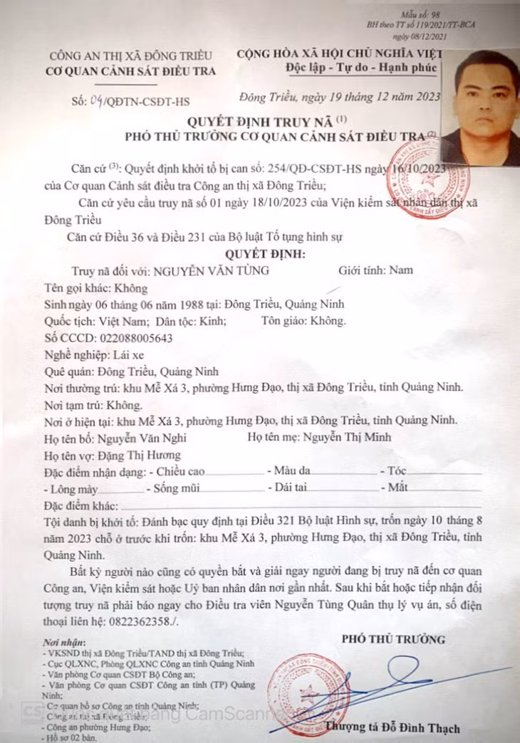 Quyết định truy nã.