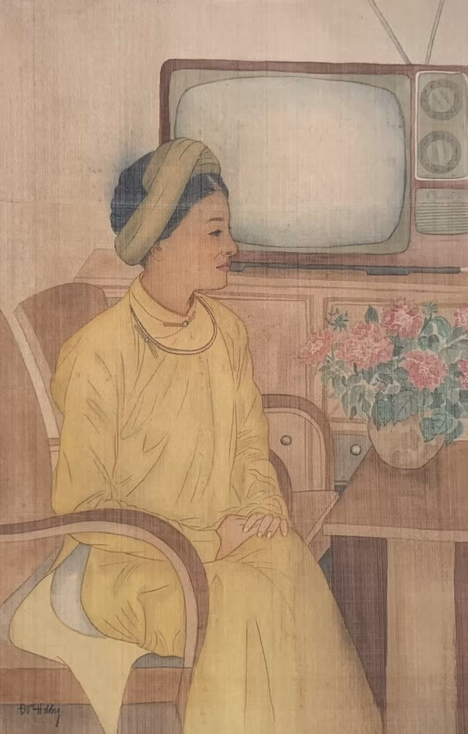 Đỗ Thu Hương cho biết ngoài ý tưởng, cách thể hiện, vẽ tranh lụa cũng đòi hỏi nhiều thời gian. "Vẽ lụa phải chồng rất nhiều lần, khi nào đạt hiệu quả về độ thẩm thấu, màu sắc ngấm vào từng thớ lụa, rửa không ra thì mới đạt", chị nói.