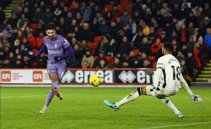 Dominik Szoboszlai ghi bàn trong chiến thắng của Liverpool ở vòng đấu trước. Ảnh: AFP