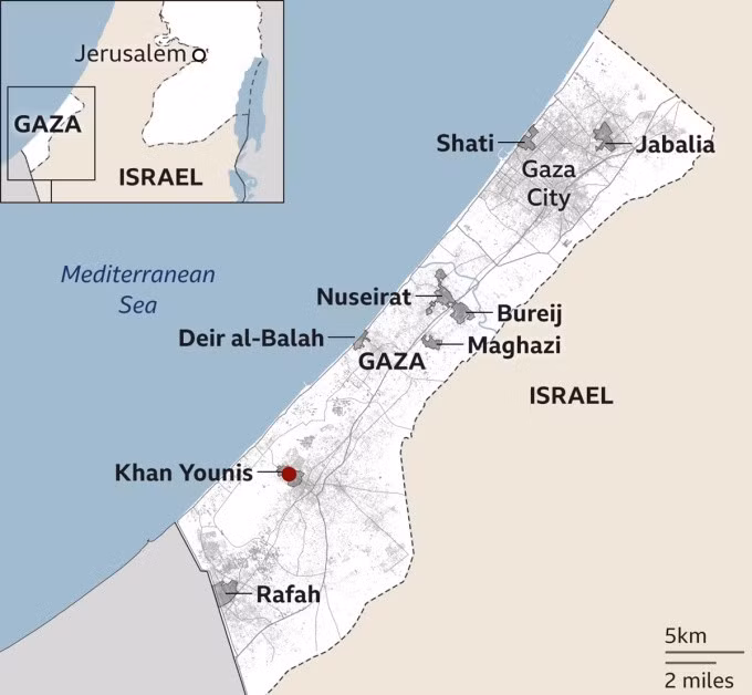 Dải Gaza. Đồ họa: BBC