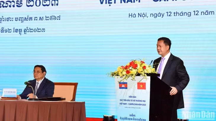 Thủ tướng Campuchia Hun Manet phát biểu ý kiến tại Diễn đàn.