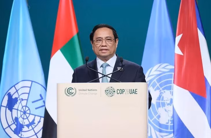Thủ tướng Phạm Minh Chính phát biểu tại Hội nghị Thượng đỉnh Nhóm G77 và Trung Quốc về Biến đổi Khí hậu. (Ảnh: Dương Giang/TTXVN)