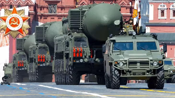 Hệ thống tên lửa đạn đạo xuyên lục địa Yars RS-24 của Nga. Ảnh minh họa: AP