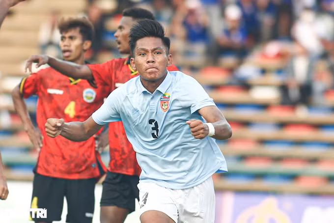 Thet Hein Soe là tác giả của bàn thắng duy nhất, giúp U22 Myanmar đánh bại Timor Leste (Ảnh: Khoa Nguyễn).