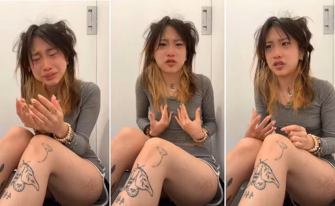 Rachel bật khóc khi chia sẻ về tình cảnh oái oăm mà cô đang phải đối mặt (Ảnh cắt từ clip).