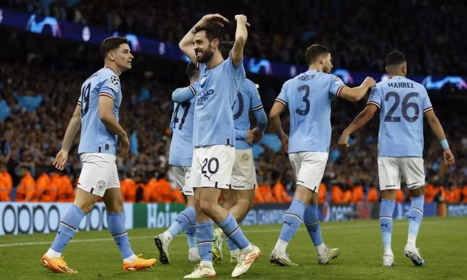 Bernardo Silva tỏa sáng với cú đúp, đưa Man City đến chiến thắng. Ảnh: Reuters