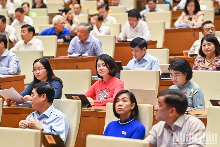 Các đại biểu Quốc hội tại phiên thảo luận sáng 31/5. (Ảnh: DUY LINH)