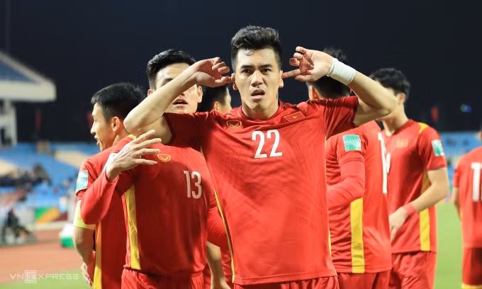 Tiến Linh mừng bàn nâng tỷ số lên 2-0 trước Trung Quốc. Ảnh: Lâm Thoả