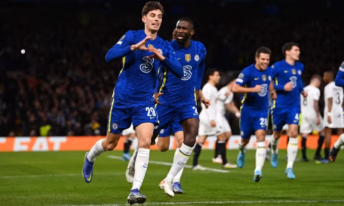 Havertz (số 29) tiếp tục ghi bàn ở các trận đấu lớn cho Chelsea. Ảnh: Reuters