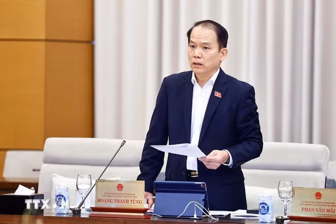 Chủ nhiệm Ủy ban Pháp luật và Tư pháp Hoàng Thanh Tùng phát biểu. (Ảnh: Doãn Tấn/TTXVN)