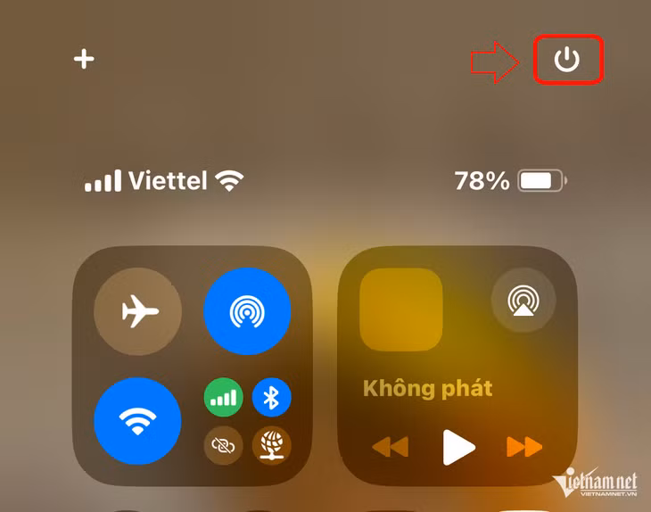 Tắt iPhone bằng trung tâm điều khiển. Ảnh: HP