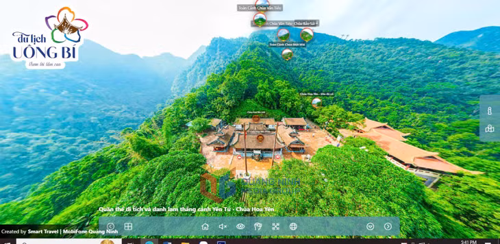 Giao diện công nghệ thực tế ảo VR360 của Khu di tích và danh thắng Yên Tử.