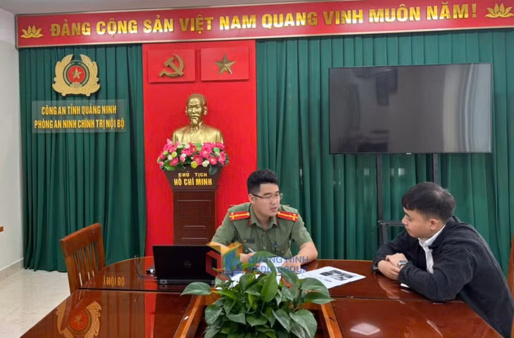Cơ quan Công an làm việc với đối tượng vi phạm.