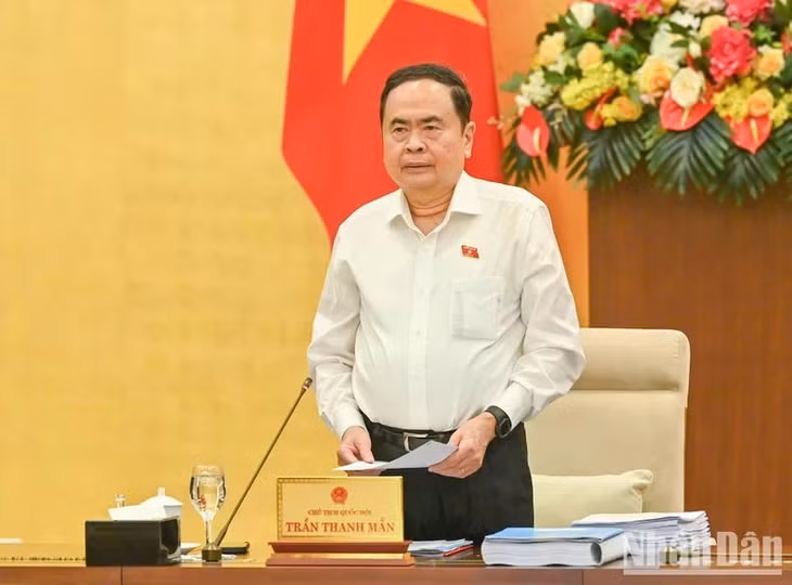 Chủ tịch Quốc hội Trần Thanh Mẫn phát biểu khai mạc phiên họp. (Ảnh: DUY LINH)