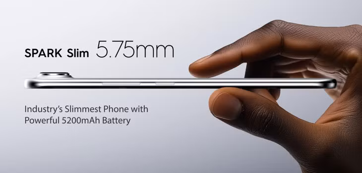 Mẫu smartphone Spark Slim với thiết kế siêu mỏng. Ảnh: Gizmochina
