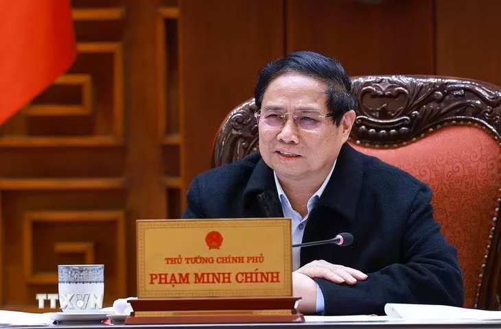 Thủ tướng Phạm Minh Chính chủ trì cuộc họp của Ban Thường vụ Đảng ủy Chính phủ về đề án sắp xếp các đơn vị hành chính. (Ảnh: Dương Giang/TTXVN)