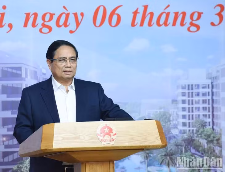 Thủ tướng Phạm Minh Chính phát biểu ý kiến tại Hội nghị. (Ảnh: TRẦN HẢI)