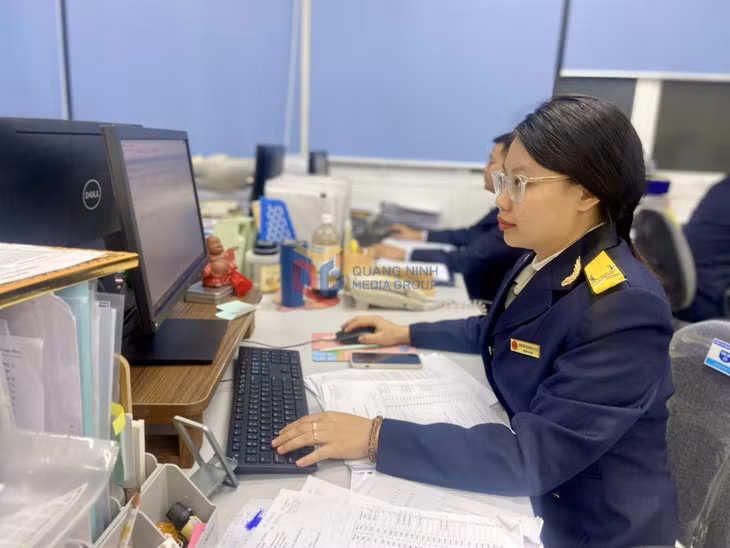 Cán bộ Chi cục Thuế TP Hạ Long rà soát, đôn đốc các doanh nghiệp nộp thuế theo đúng quy định, đảm bảo mục tiêu thu NSNN. Ảnh: Minh Đức