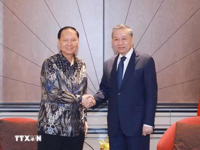 Tổng Bí thư Tô Lâm tiếp ông Oey Alfred, Giám đốc Tập đoàn Sungai Budi. (Ảnh: Thống Nhất/TTXVN)