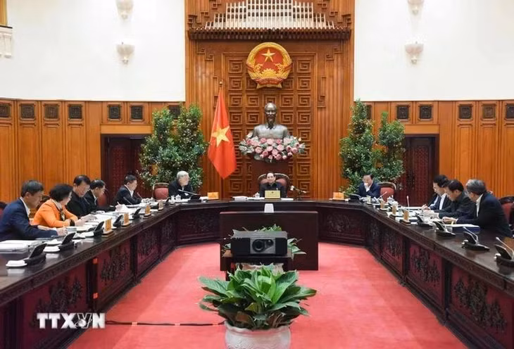 Thủ tướng Phạm Minh Chính chủ trì Phiên họp lần thứ 9 Ban Chỉ đạo tinh gọn bộ máy của Chính phủ. (Ảnh: TTXVN)