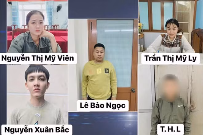 5 đối tượng bị khởi tố để điều tra về hành vi bắt, giữ người trái pháp luật và mua dâm người dưới 18 tuổi. Ảnh: Lưu Hạnh