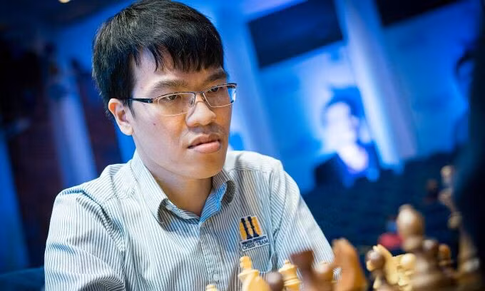 Quang Liêm tại siêu giải cờ nhanh Tata Steel tại Ấn Độ ngày 17/11/2021. Ảnh: Grand Chess Tour