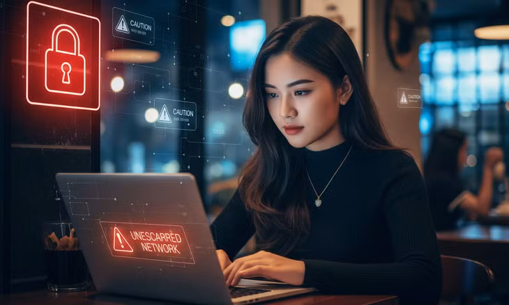Ai cũng có nguy cơ lộ dữ liệu cá nhân khi xài WiFi miễn phí - Ảnh minh họa AI