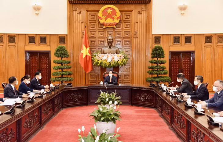 Thủ tướng Phạm Minh Chính khẳng định Chính phủ Việt Nam khuyến khích và tạo điều kiện thuận lợi cho các doanh nghiệp Hàn Quốc tiếp tục đầu tư và mở rộng quy mô đầu tư vào Việt Nam - Ảnh: VGP/Nhật Bắc